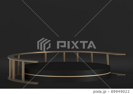 black stage podium for products decoration suitable .3D rendering 89949022