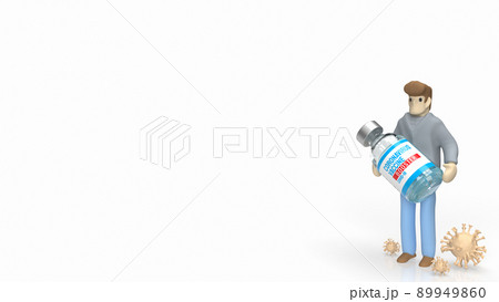 The man hold vaccine booster for sci or medical concept 3d rendering. The man hold vaccine booster for sci or medical concept 3d rendering. 89949860
