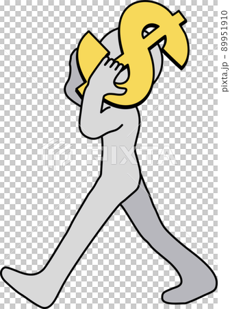 帶錢的人。美元貨幣符號。代表匯款和融資的概念。 帶錢的人。美元貨幣符號。代表匯款和融資的概念。 89951910