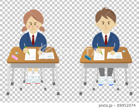 Illustration image of a student desperately trying hard to study for an exam Illustration image of a student desperately trying hard to study for an exam 89952074