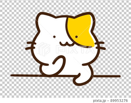 Handwritten style illustration of a cute cat character who sits down and thinks carefully Handwritten style illustration of a cute cat character who sits down and thinks carefully 89953276