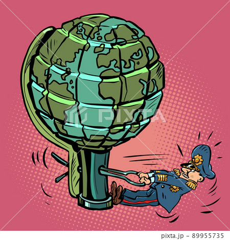The military general wants to blow up the world. Planet Earth is like a grenade. War and aggression 89955735