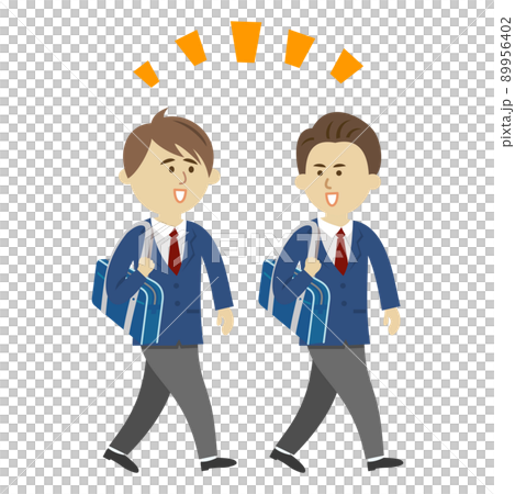 楽しく通学する男子生徒のイラストイメージ 89956402