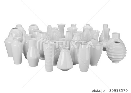 White ceramic vase isolated on white background, 3d rendering 89958570