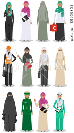 Different people professions occupation characters woman set in flat style isolated on white background. Templates for infographic, sites, banners, social networks. Vector illustration. 89959353