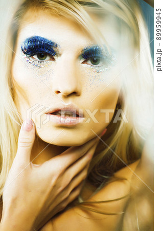 beauty young snow queen in fairy flashes close up 89959945