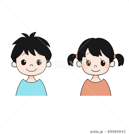 笑顔　きょうだいのイラスト　2人 89960042