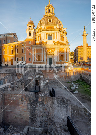 Ruins at Roman Forum in Rome on sunset Ruins at Roman Forum in Rome on sunset 89960422