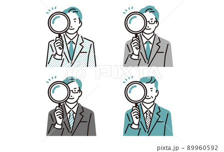 人物 虫眼鏡を持つビジネスパーソン男性セット 89960592
