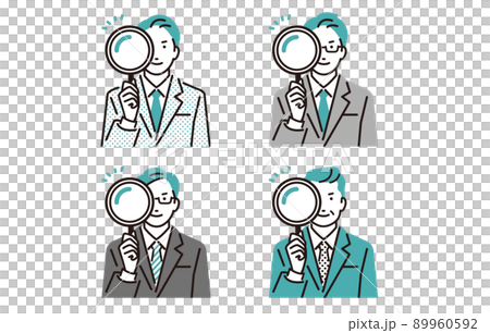 人物 虫眼鏡を持つビジネスパーソン男性セット 89960592