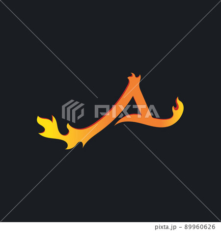 A Letter burning  fire vector icon concept  design 89960626
