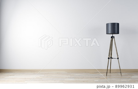 Floor lamp in empty living room interior, white wall mock up background, posters, 3D rendering Floor lamp in empty living room interior, white wall mock up background, posters, 3D rendering 89962931