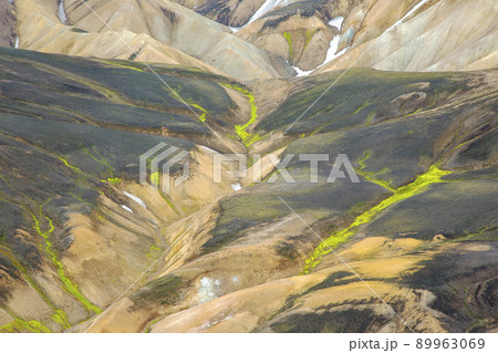 colored mountains of the volcanic landscape of Landmannalaugar. Iceland. tourism and nature colored mountains of the volcanic landscape of Landmannalaugar. Iceland. tourism and nature 89963069