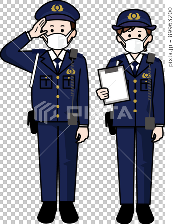 マスクをする警察官2 男性と女性 マスクをする警察官2 男性と女性 89963200