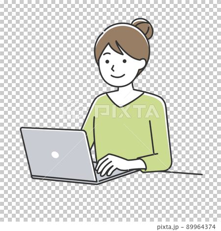對角線操作電腦的女性 對角線操作電腦的女性 89964374