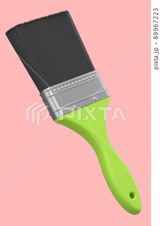 Paint bristle brush for repair work and construction on pink background. 89967223