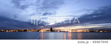 River Mersey and Birkenhead by night River Mersey and Birkenhead by night 89967606