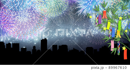 七夕　街並み　背景素材 89967610