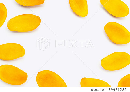 Tropical fruit, Frame made of mango on white background. Tropical fruit, Frame made of mango on white background. 89971285
