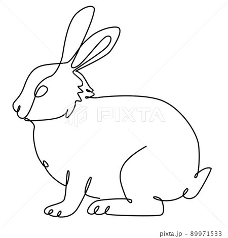 ウサギの一筆書き線画イラストのイラスト素材