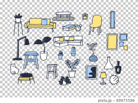 Handwritten Scandinavian interior accessory set warm line drawing 89973586