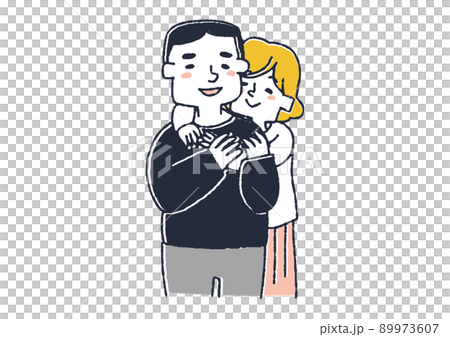 A couple of a fat man and a woman with a standard figure, two people who love each other happily, a comical handwritten person A couple of a fat man and a woman with a standard figure, two people who love each other happily, a comical handwritten person 89973607