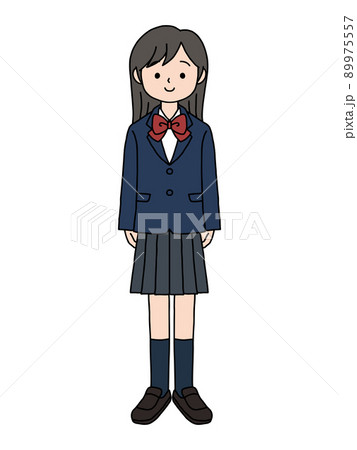 ジェンダーレス制服を着た学生 リボンのイラスト素材