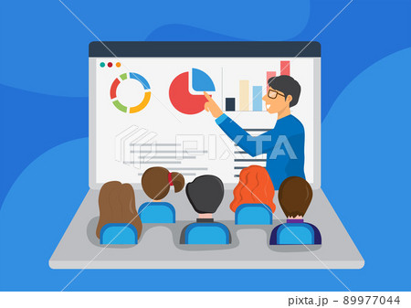 Corporate business team attending a meeting and having a videoconference online, communication and technology concept 89977044