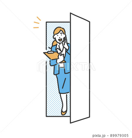 笑顔で歓迎する相談窓口の担当者のイメージイラスト素材 89979305