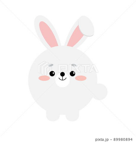 Circle farm rabbit animal face icon isolated on white background. Circle farm rabbit animal face icon isolated on white background. 89980894