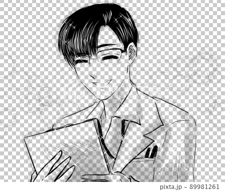 Cartoon handsome glasses Medical advice at doctor's examination Smile and encouragement Cartoon handsome glasses Medical advice at doctor's examination Smile and encouragement 89981261