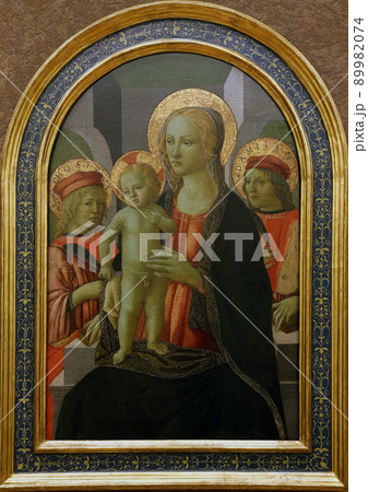 Unknown Italian painter: Madonna and Child with St. Cosmas and Damian, Old Masters Collection, Croatian Academy of Sciences in Zagreb 89982074
