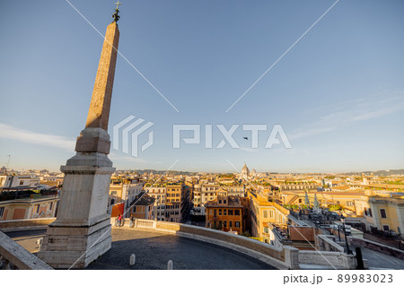 Rome cityscape from the top of Spanish stairs Rome cityscape from the top of Spanish stairs 89983023