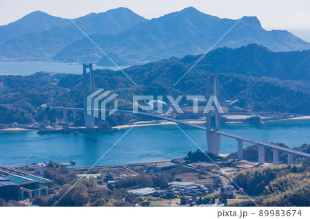 瀬戸内積善山から望む、ゆめしま海道 岩城橋 瀬戸内積善山から望む、ゆめしま海道 岩城橋 89983674