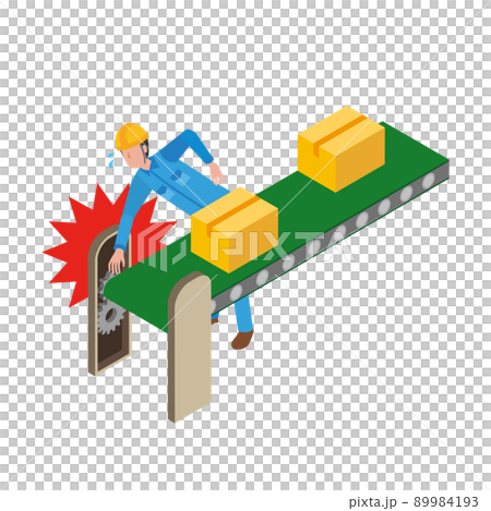 コンベアの駆動部に手を挟まれる男性 コンベアの駆動部に手を挟まれる男性 89984193