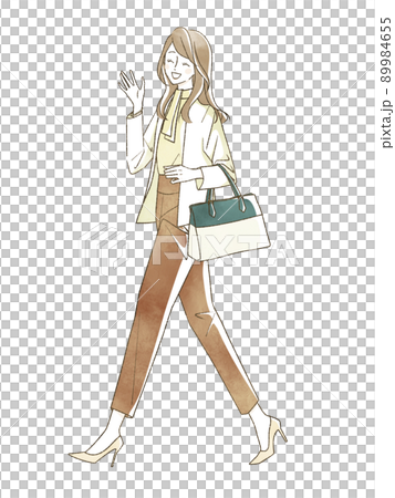 Woman walking with a smile 89984655