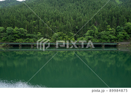 新緑と線路　岐阜県下原ダム 89984875