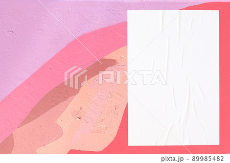 colorful urban wall texture with wrinkled glued poster template 89985482