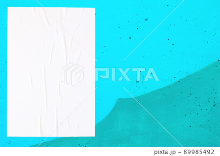 colorful urban wall with wrinkled glued poster template 89985492