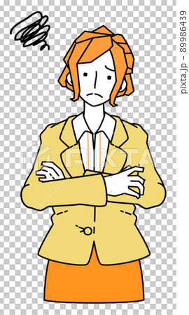ぐるぐると悩むスーツを着たビジネスウーマンの女性のイラスト ぐるぐると悩むスーツを着たビジネスウーマンの女性のイラスト 89986439