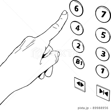 エレベーターのボタンを押す手のイラスト 89988956