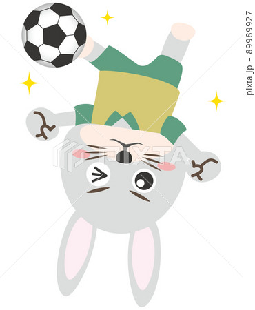 うさぎ 兎 卯年 動物 スポーツ サッカー ボール オーバーヘッドキック シュートのイラスト素材 9927