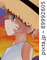 麦わら少女夕空 89992605