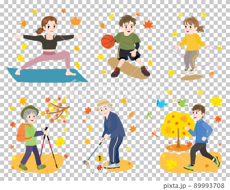 Autumn family illustration set for sports Autumn family illustration set for sports 89993708