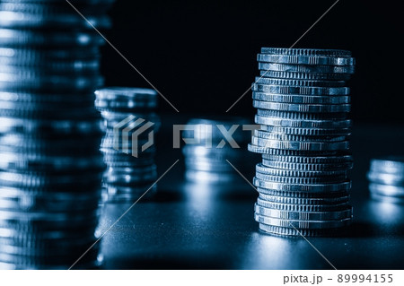 Pile of gold coins stack in finance treasury deposit bank account for saving 89994155
