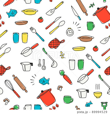 手描きのキッチンツールのパターン 手描きのキッチンツールのパターン 89994529