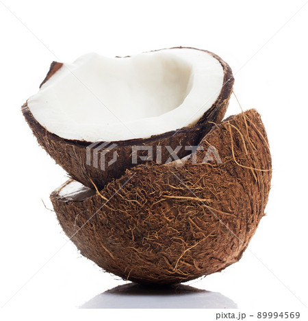 Delicious tropical fruit coconut on white background 89994569
