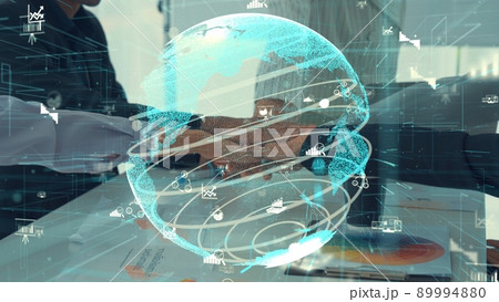 Business people in corporate staff meeting with envisional graphic 89994880
