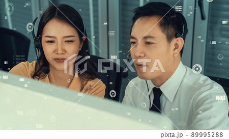 Customer support call center provide data with envisional graphic 89995288