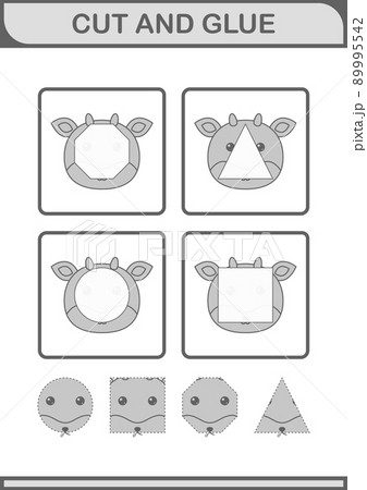 Cut and glue Deer face. Worksheet for kids 89995542